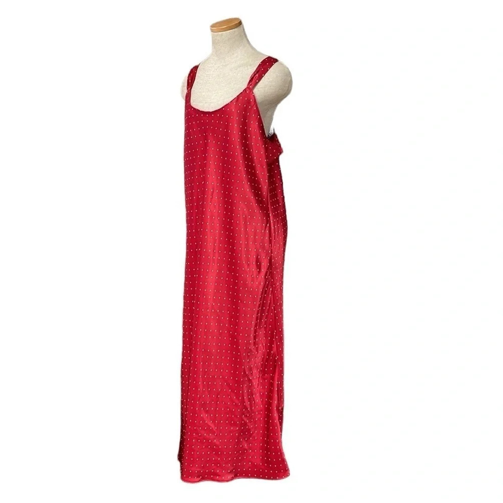 Enchanting Nightgown Women's L Large Red Polka Dots Long Sleepwear Chemise Slip - Picture 3 of 16